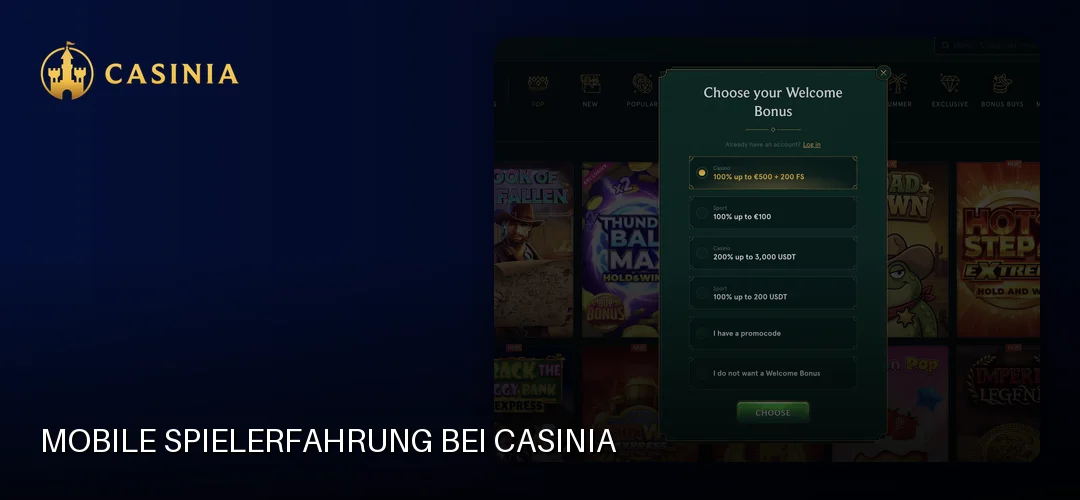 Casinia promotional banner